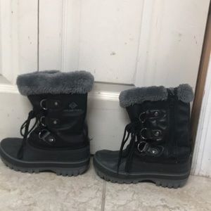 Black and grey snow boots